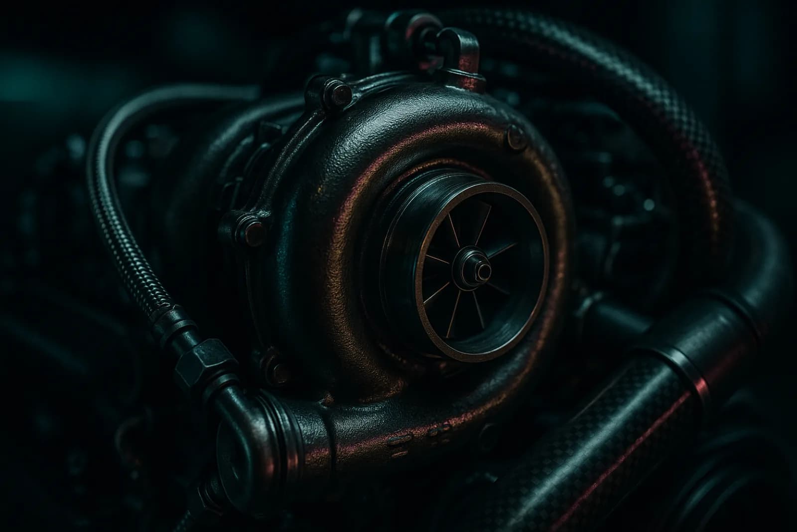 Turbolader-Detail im Motorraum